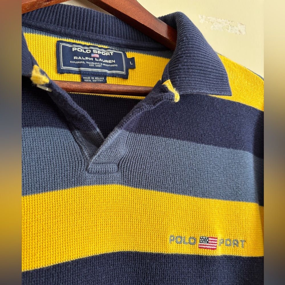 Vintage Polo Sport by Ralph Lauren polo shirt waffle knit 90’s men’s size large - Picture 3 of 5